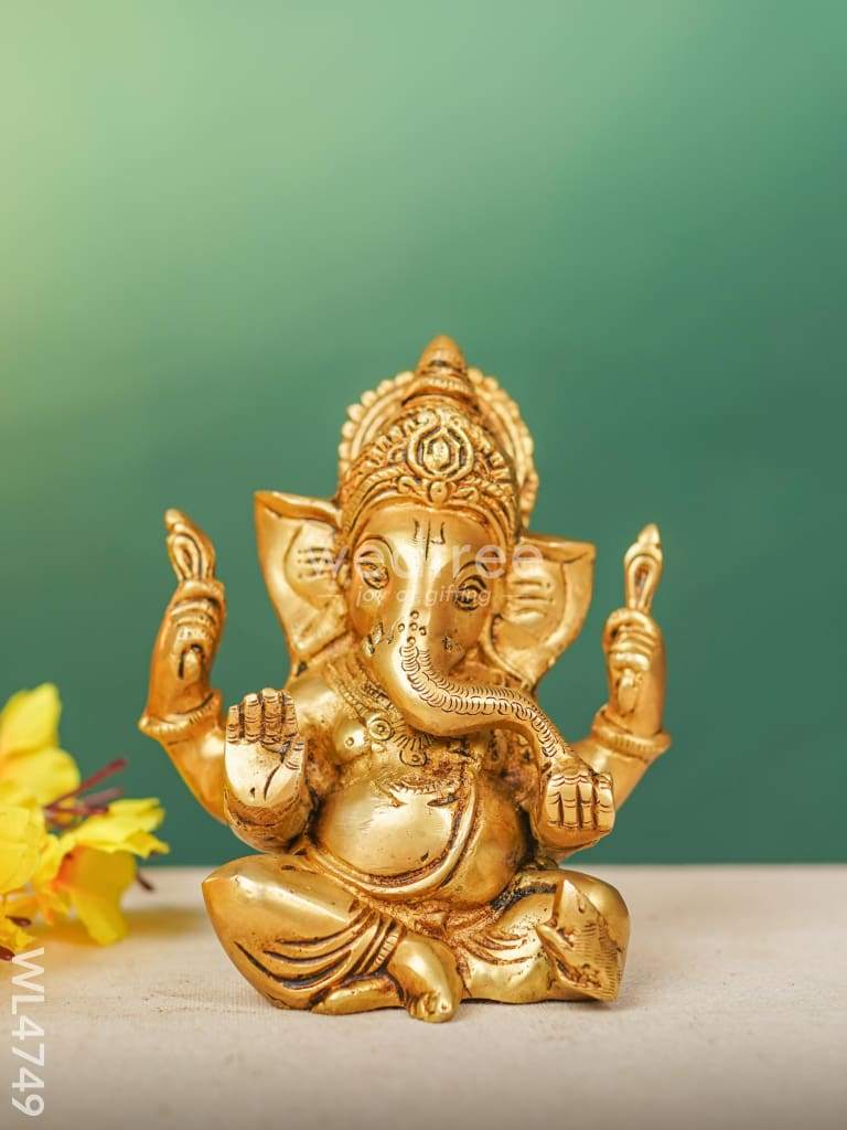 Brass Ganesha Idol - 5 inch - WL4749
