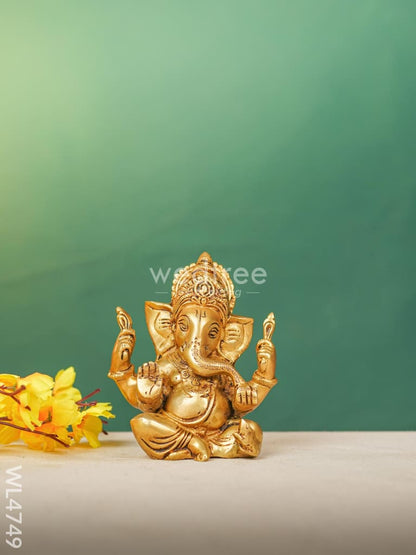Brass Ganesha Idol - 5 inch - WL4749
