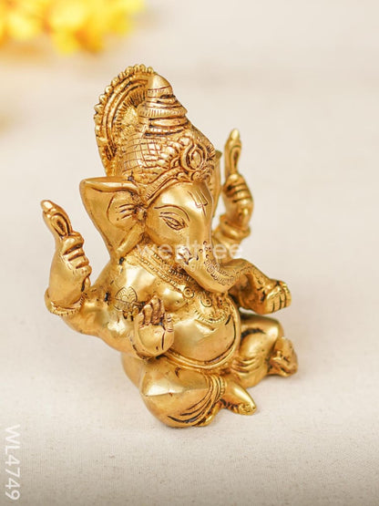 Brass Ganesha Idol - 5 inch - WL4749
