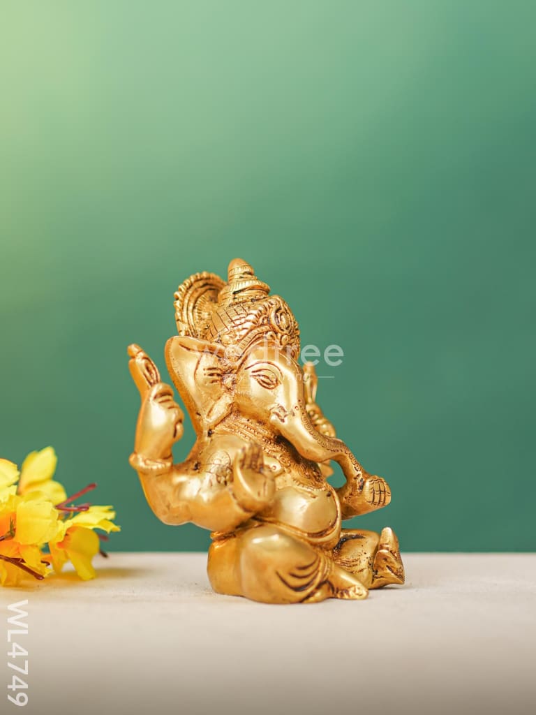 Brass Ganesha Idol - 5 inch - WL4749