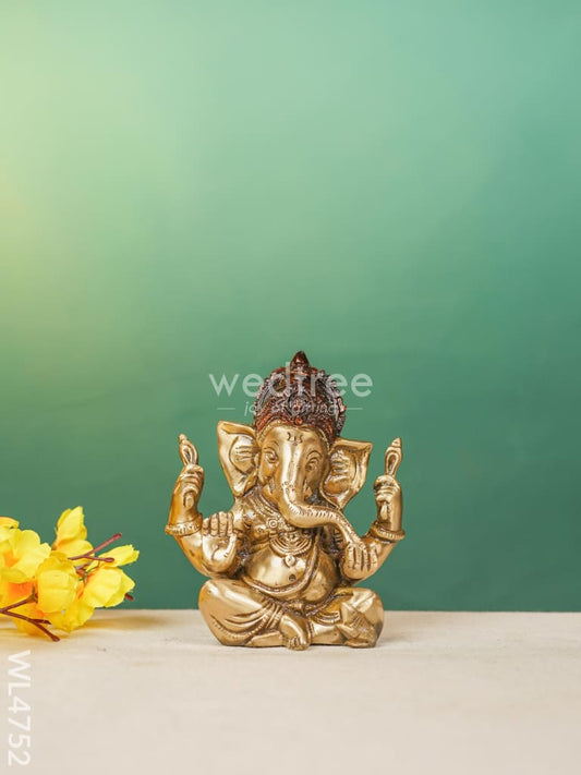 Brass Ganesha Idol - 5 inch - WL4752