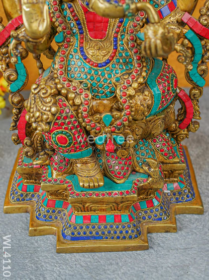 Brass Ganesha Idol with Stone Work - WL4110