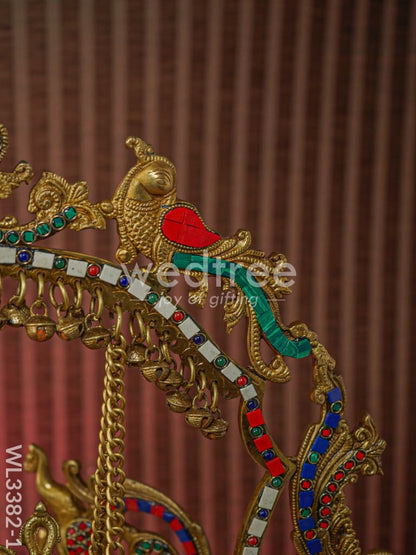 Brass Ganesha Jhoola Urli With 7 Diya and Bells - WL3382-1