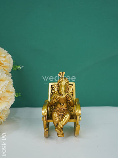 Brass Ganesha Relaxing on Chair - WL4504