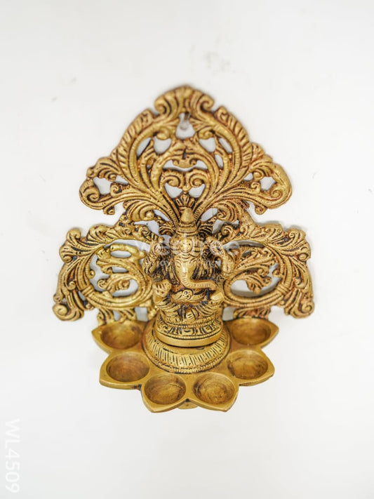 Brass Ganesha Six-Face Wall Hanging Diya - WL4509