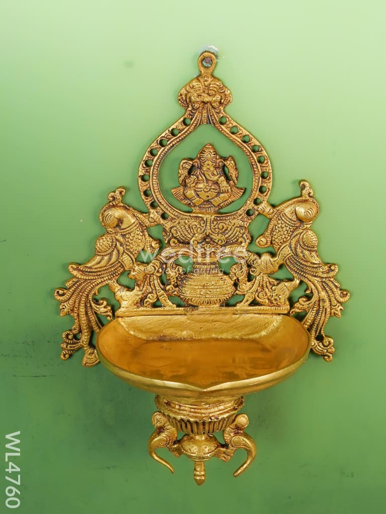 Brass Ganesha Wall Hanging - 14 inch - WL4760