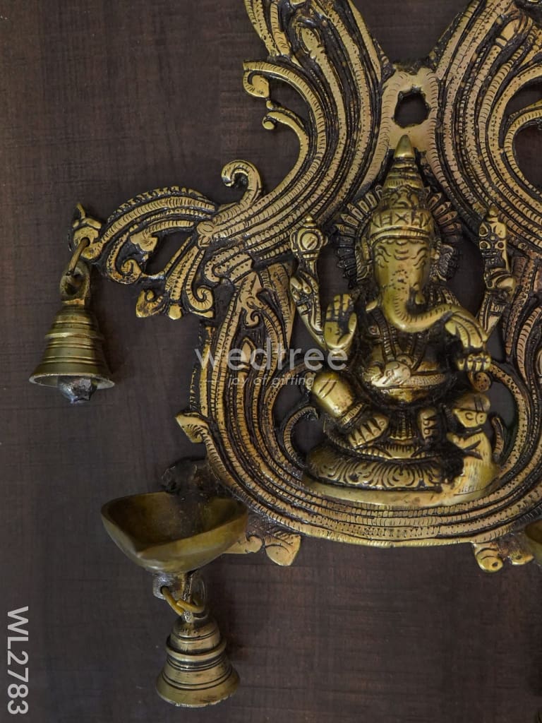 Brass Ganesha Wall Hanging with Bell - WL2783