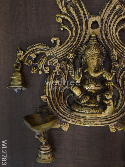 Brass Ganesha Wall Hanging with Bell - WL2783