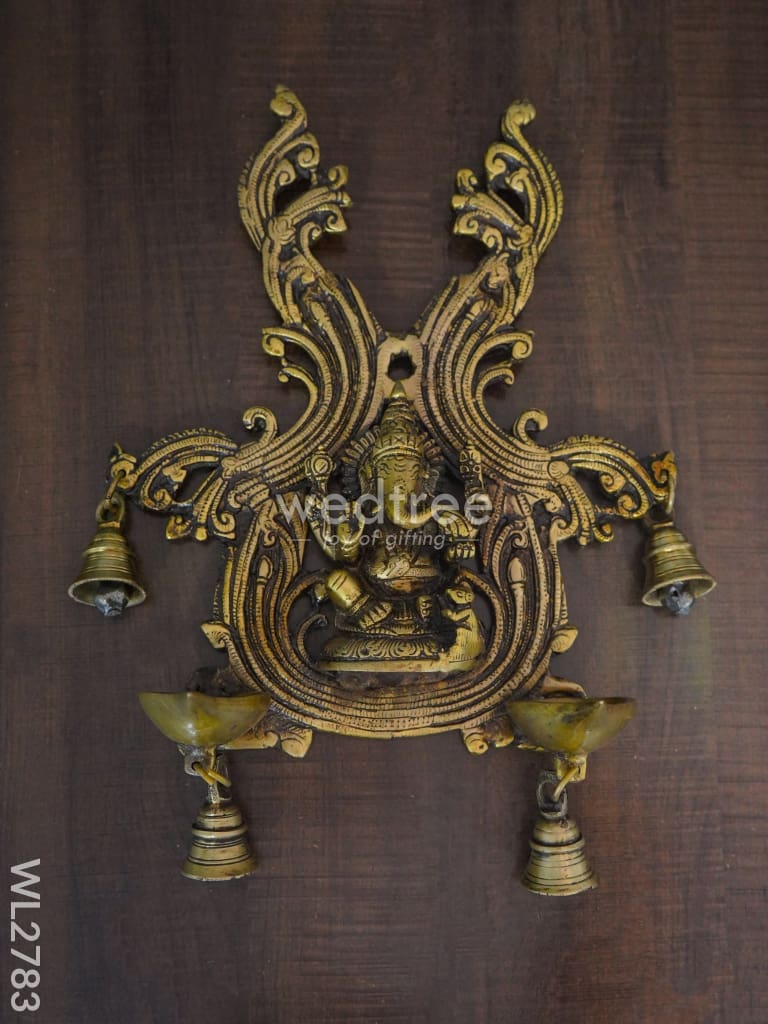 Brass Ganesha Wall Hanging with Bell - WL2783