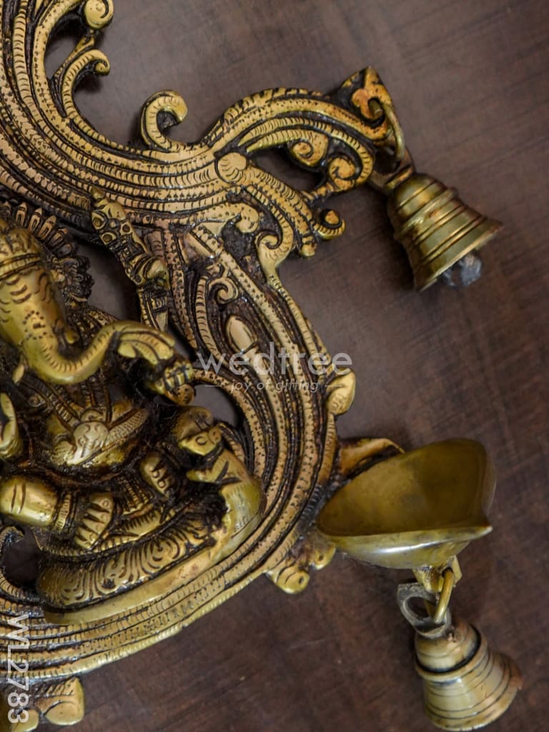 Brass Ganesha Wall Hanging with Bell - WL2783