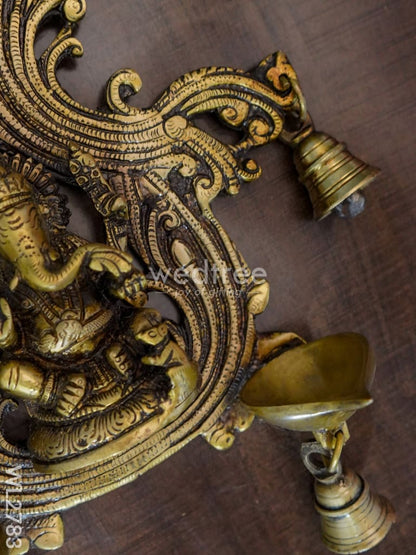 Brass Ganesha Wall Hanging with Bell - WL2783