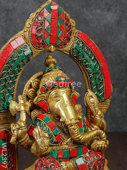 Brass Ganesha with Stone Work - WL2397