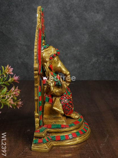 Brass Ganesha with Stone Work - WL2397