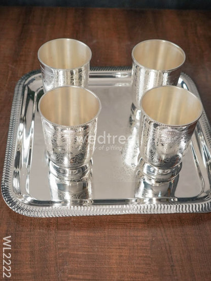 Brass Glass Set with Tray - WL2222