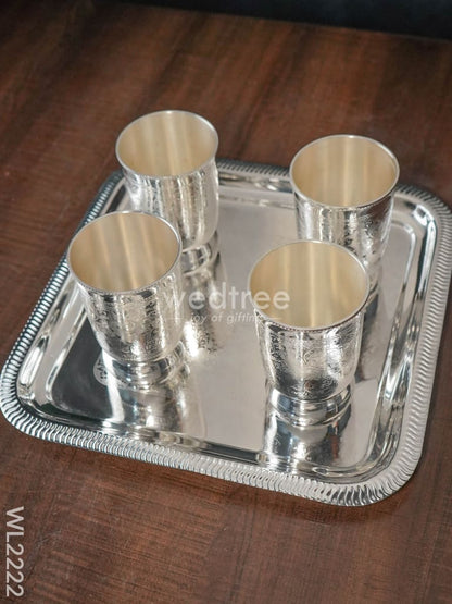 Brass Glass Set with Tray - WL2222