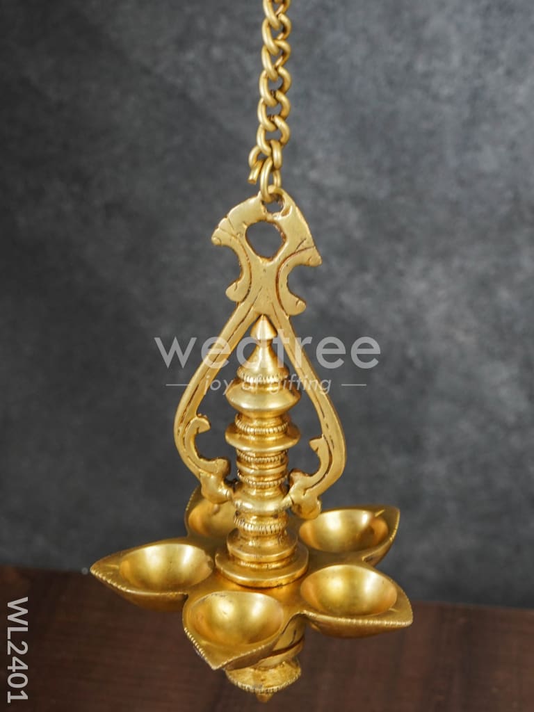 Brass Hanging 5 Face Diya  - WL2401