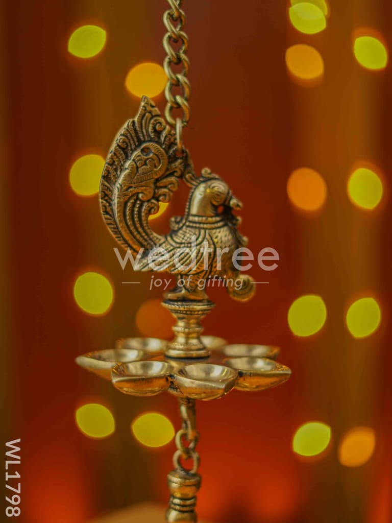 Brass Hanging Peacock 2-Step Diya - WL1798