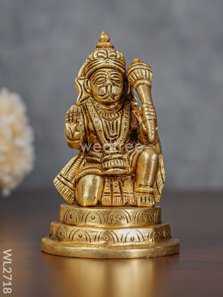 Brass Hanuman Idol - Brown Antique Finish - WL2718