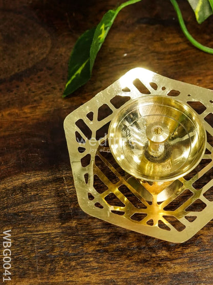 Brass Hexagon Shaped Diya - WBG0041
