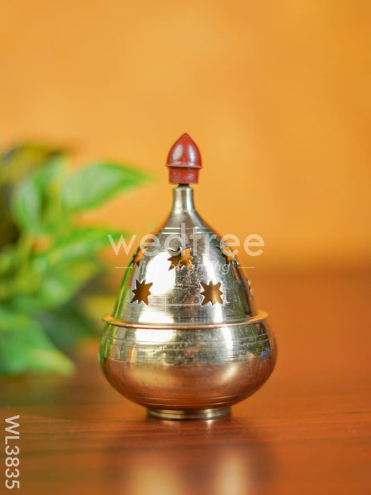 Brass Jali Akhand Diya - 4.5 inch - WL3835