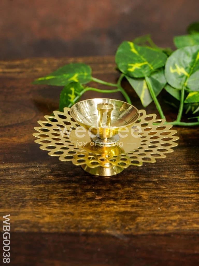 Brass Jhaali Sunflower Shaped Diya - WBG0038