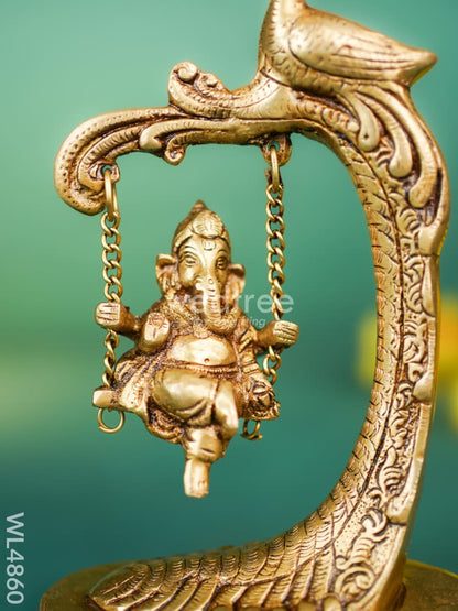 Brass Jhoola Ganesha - 9 inch - WL4860