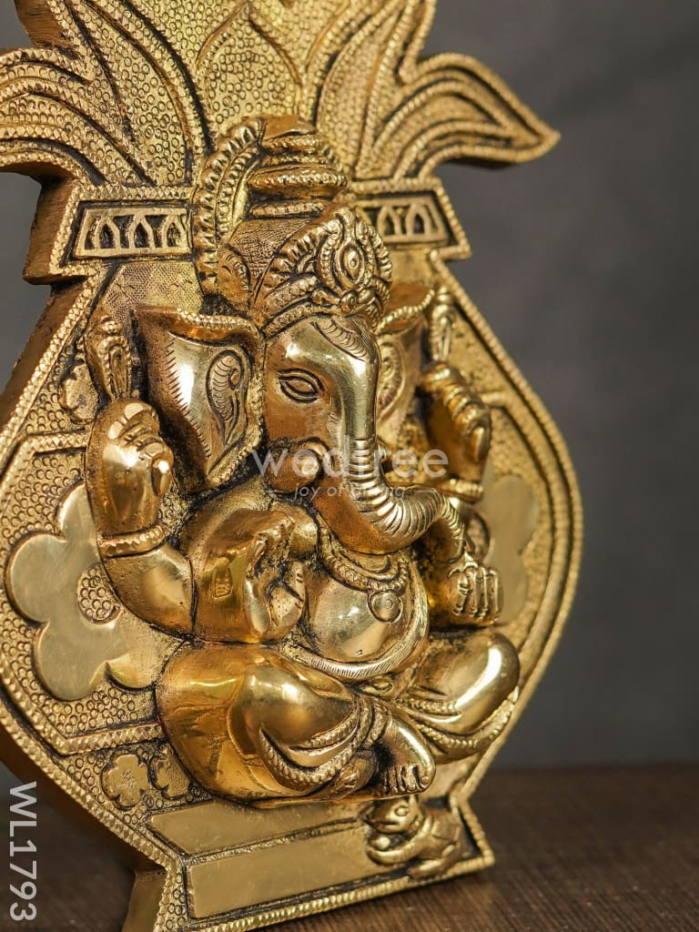 Brass Kalash Ganesha (Black Antique Finish) - WL1793