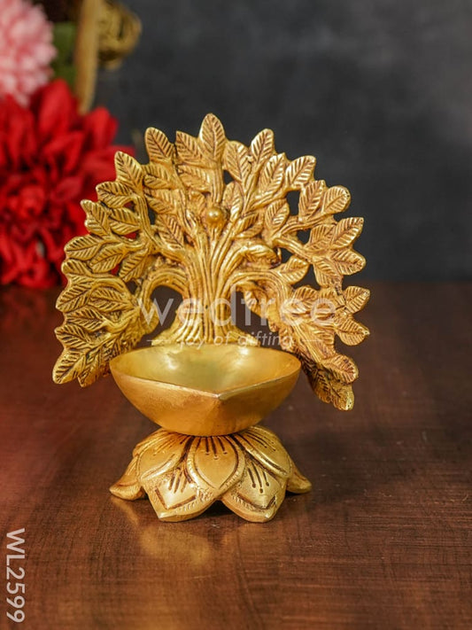 Brass Kalpavriksha Tree Diya with Lotus Base - WL2599