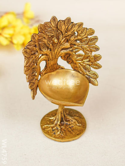 Brass Kalpavriksha Tree with Diya - 7 inch - WL4759