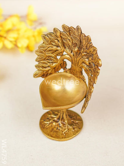 Brass Kalpavriksha Tree with Diya - 7 inch - WL4759