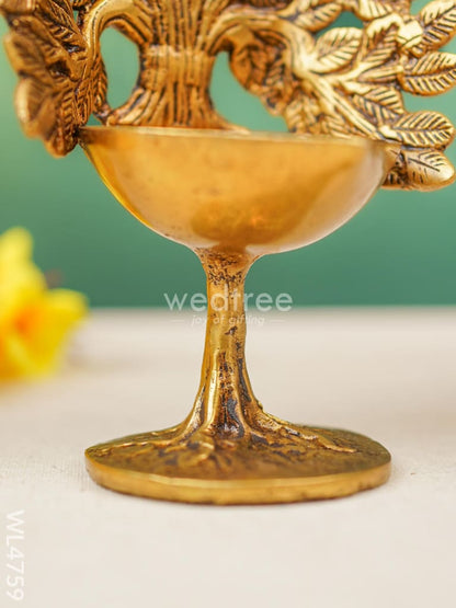 Brass Kalpavriksha Tree with Diya - 7 inch - WL4759