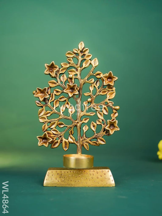 Brass Kalpavriksha Tree with Diya - 9 inch - WL4864