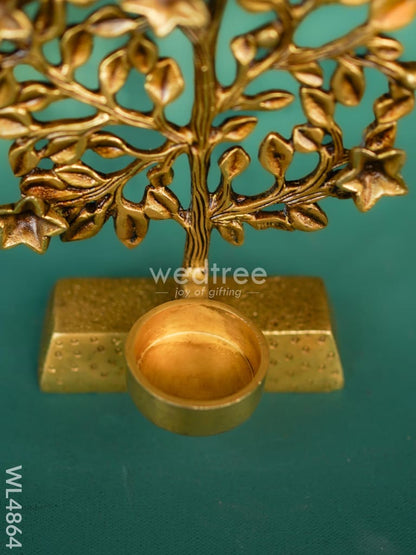 Brass Kalpavriksha Tree with Diya - 9 inch - WL4864