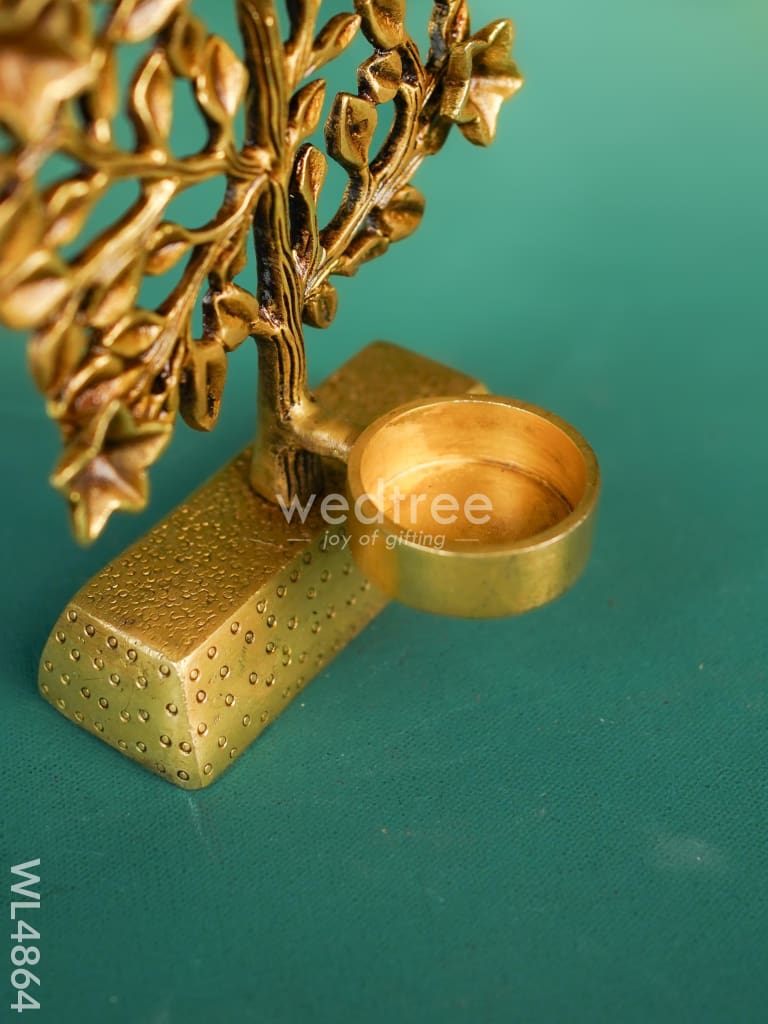Brass Kalpavriksha Tree with Diya - 9 inch - WL4864