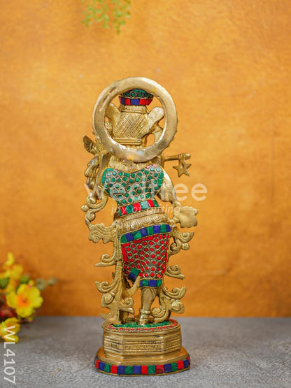 Brass Krishna Idol with Stone Work - WL4107