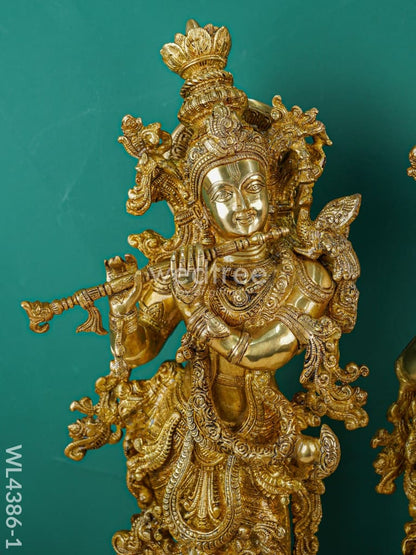 Brass Krishna Radha Figurines - Set of 2 - WL4386-1