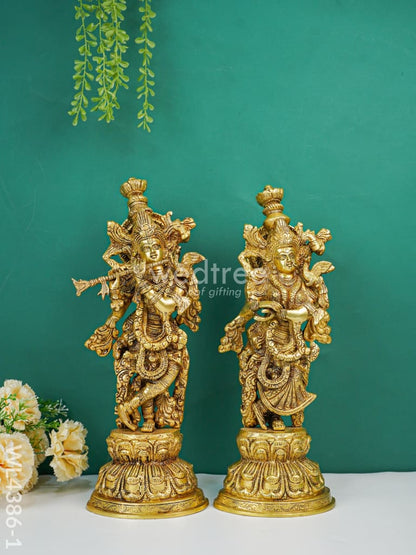 Brass Krishna Radha Figurines - Set of 2 - WL4386-1