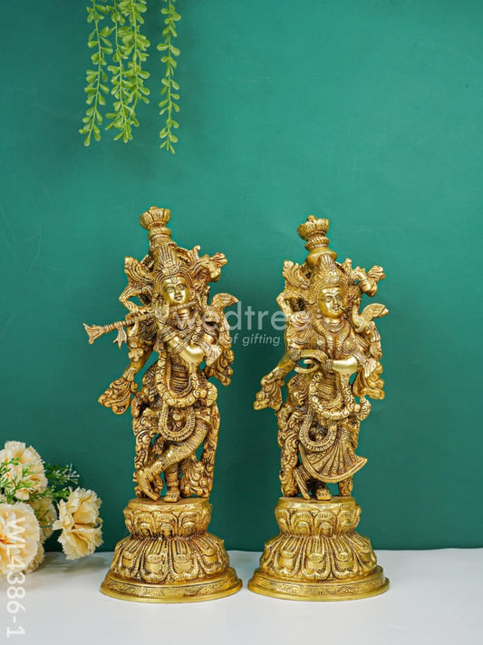 Brass Krishna Radha Figurines - Set of 2 - WL4386-1