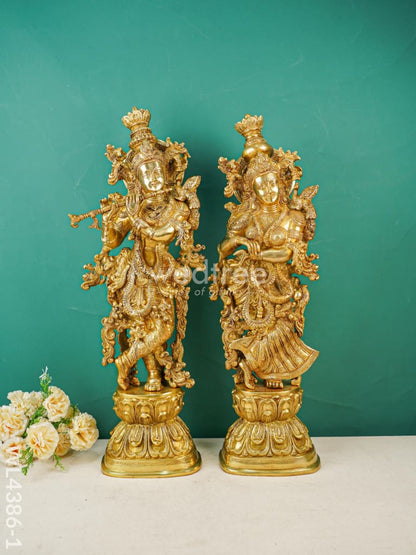 Brass Krishna Radha Figurines - Set of 2 - WL4386-1