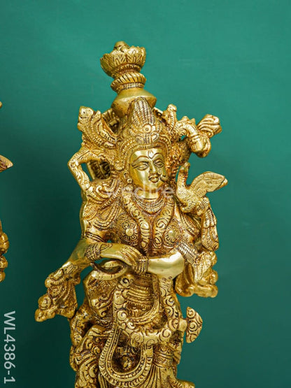 Brass Krishna Radha Figurines - Set of 2 - WL4386-1