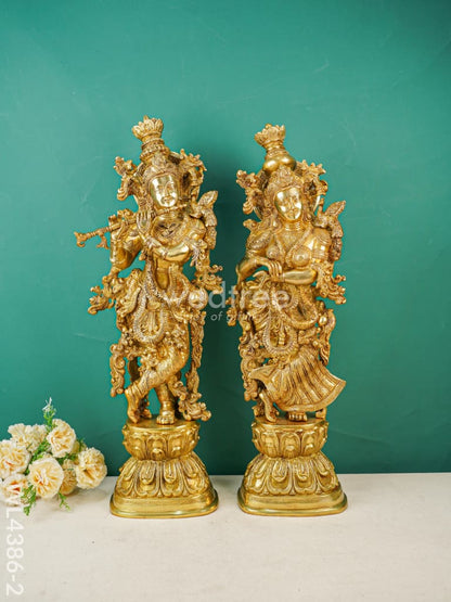 Brass Krishna Radha Figurines - Set of 2 - WL4386-2
