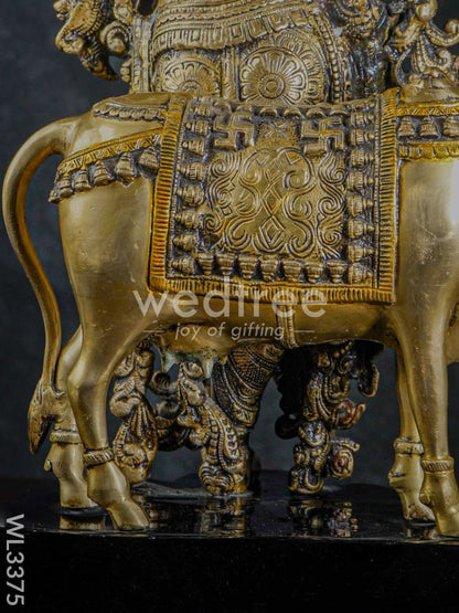Brass Krishna with Cow - Black Antique Finish - WL3375