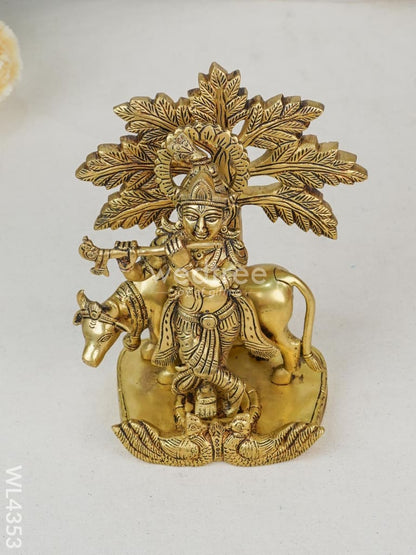Brass Krishna with Cow & Tree - WL4353
