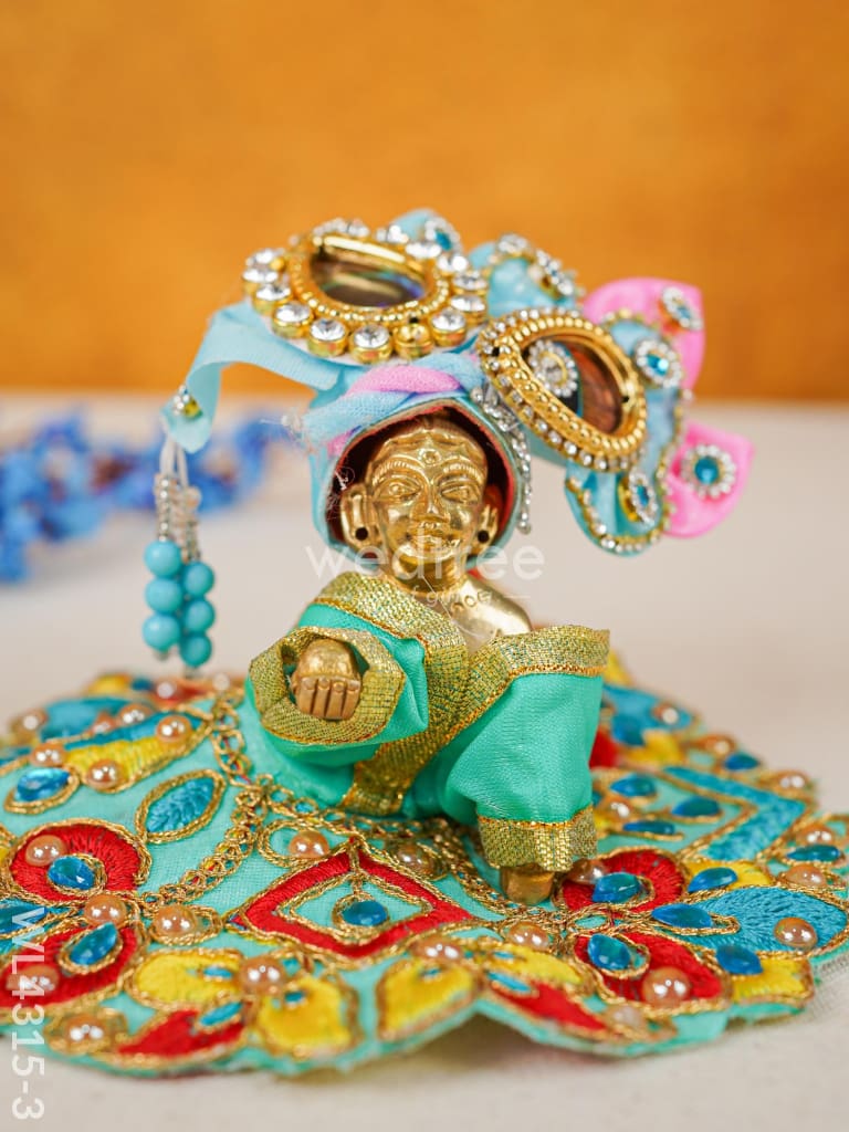 Brass Laddu Gopal with Mukut & Poshak - WL4315
