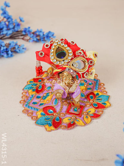 Brass Laddu Gopal with Mukut & Poshak - WL4315