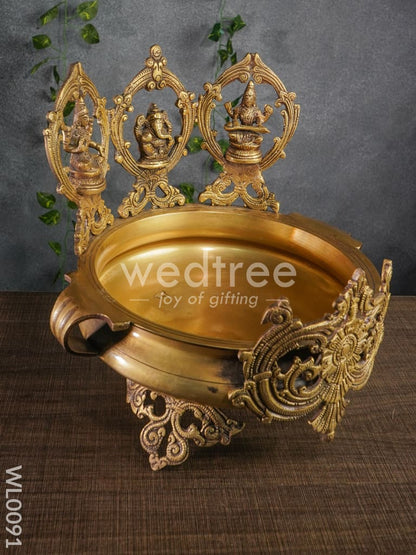 Brass Lakshmi-Ganesh-Saraswathi Urli - WL0091