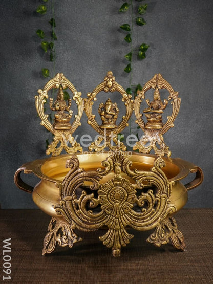Brass Lakshmi-Ganesh-Saraswathi Urli - WL0091