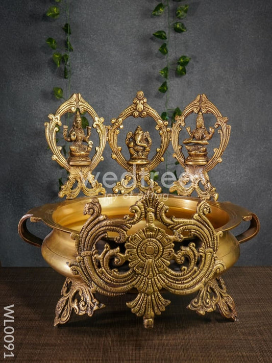 Brass Lakshmi-Ganesh-Saraswathi Urli - WL0091
