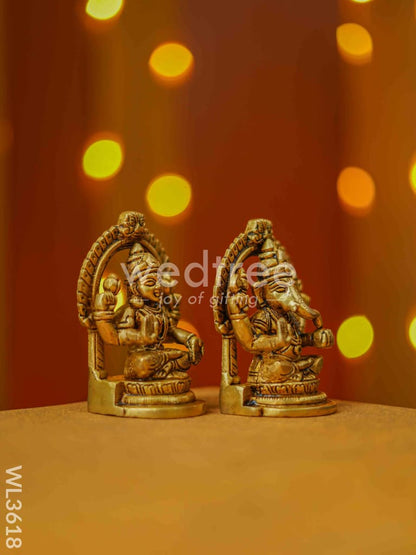 Brass Lakshmi Ganesha Idol - WL3618