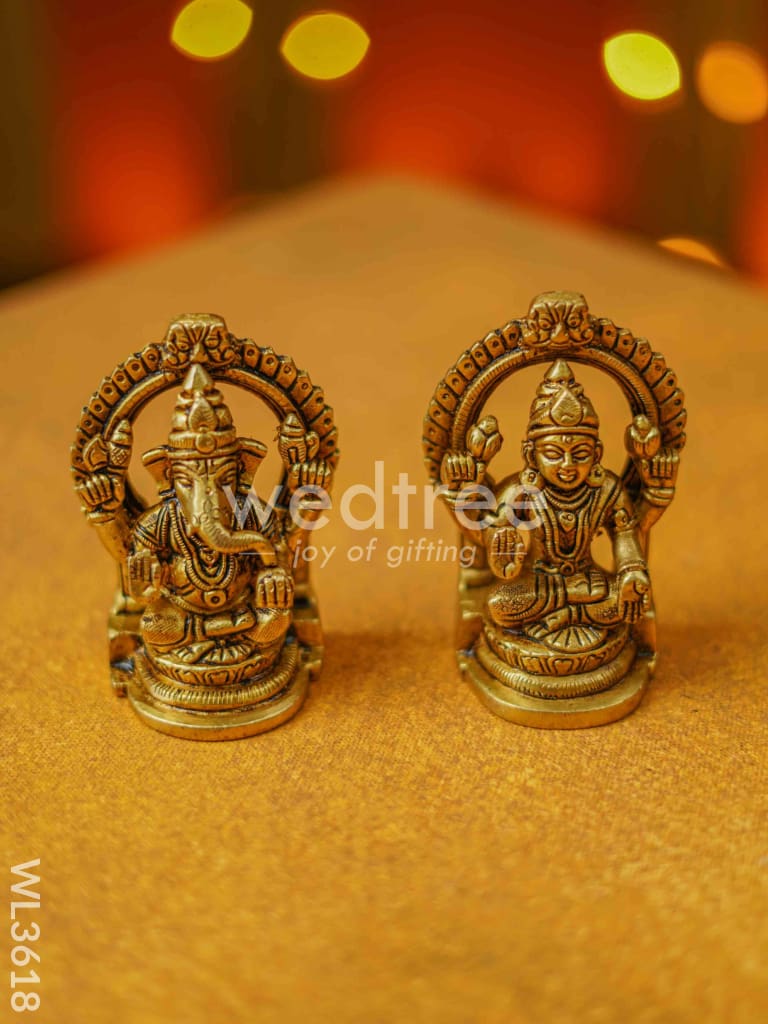 Brass Lakshmi Ganesha Idol - WL3618